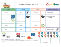 menu du 2 au 6 juin