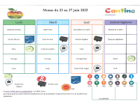 menu du 23 au 27 juin 2025