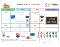 menu du 30 juin au 4 juillet 2025