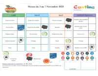 menu du 3 au 7 novembre 2025