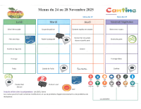 MENUS 24 AU 28 NOVEMBRE