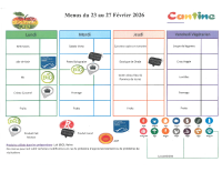 menu du 23 au 27 fevrier