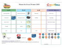 Menus 16 au 20 mars