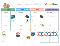 Menus 30 mars au 3 avril