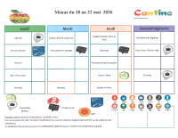 Menus du 18 au 22 mai
