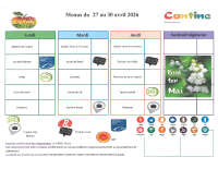 Menus du 27 au 30 avril